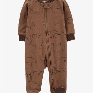 2 Carter's Onesies - Brown Bear Print Kids Grey Elephant Print 9 MO Baby